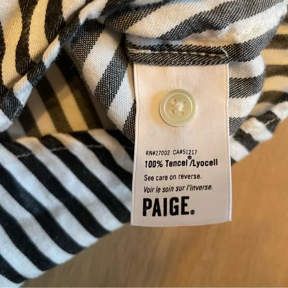 PAIGE Elora Stripe Button-Down Black and White Blouse - Picture 8 of 12